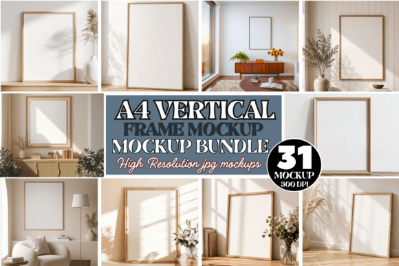 Download A4 Vertical Frame Mockup Bundle - Frame mockup bundle Collection