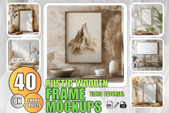 Download 40 Wooden Frame Mockup Bundle PSD Rustic - Frame mockup bundle Collection